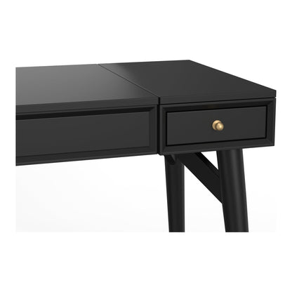 Flynn Mid-Century Bedroom Vanity with Center Drawer, Matte Black – view 4