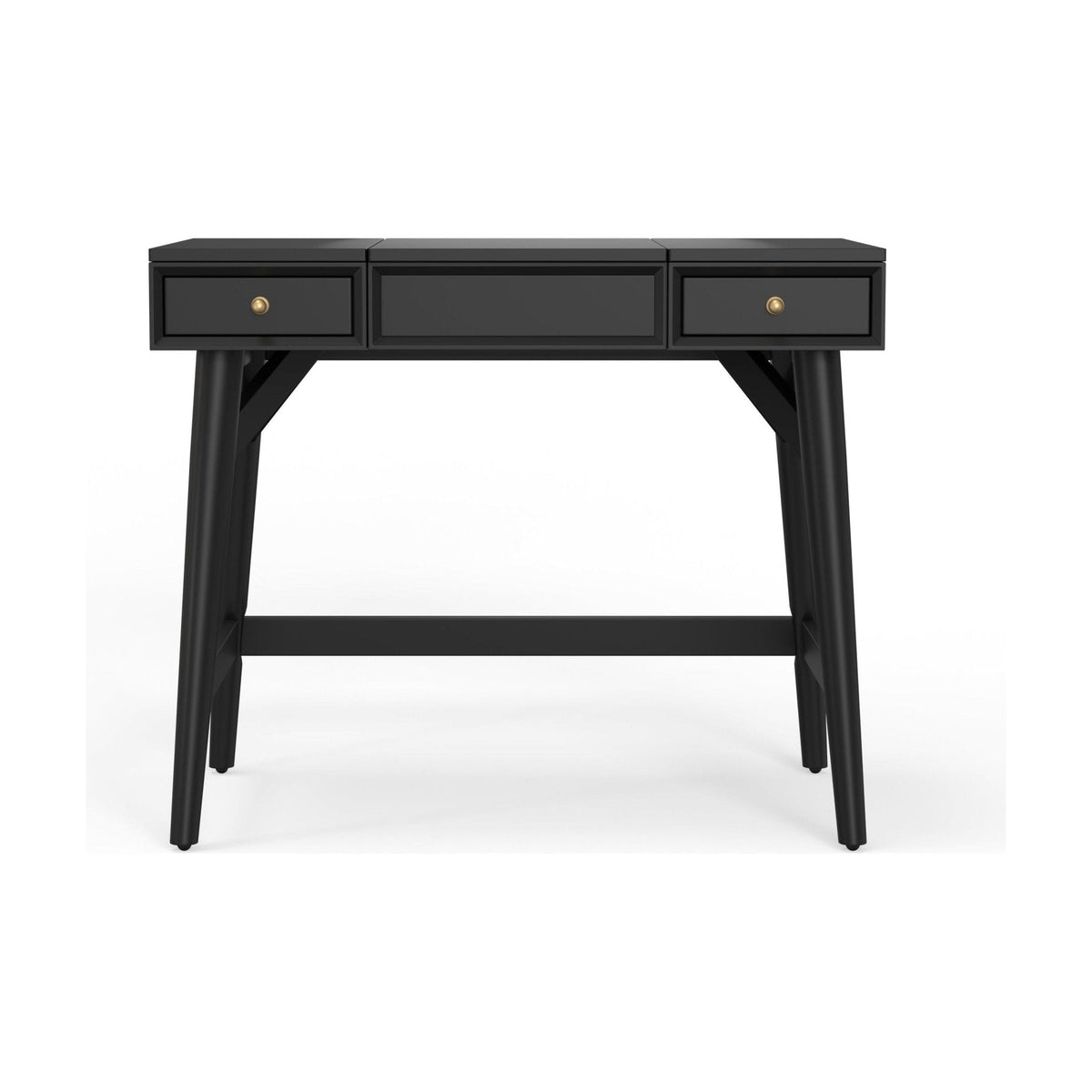 Flynn Mid-Century Bedroom Vanity with Center Drawer, Matte Black – view 3