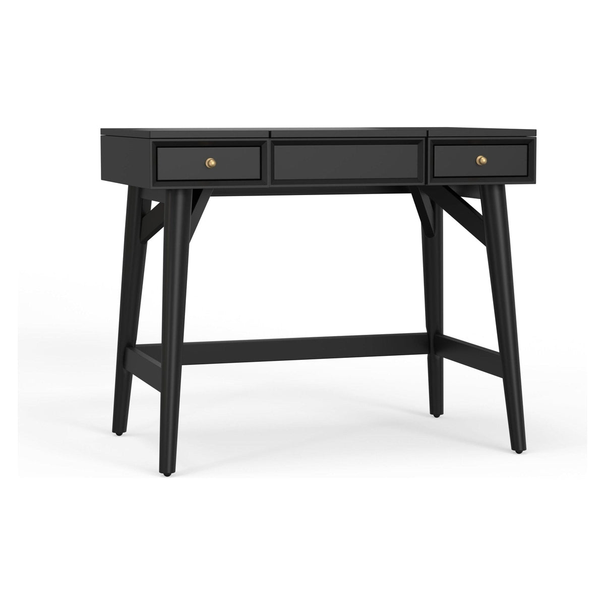 Flynn Mid-Century Bedroom Vanity with Center Drawer, Matte Black – view 2