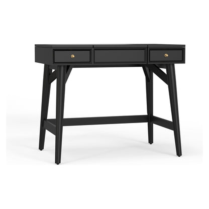 Flynn Mid-Century Bedroom Vanity with Center Drawer, Matte Black – view 2