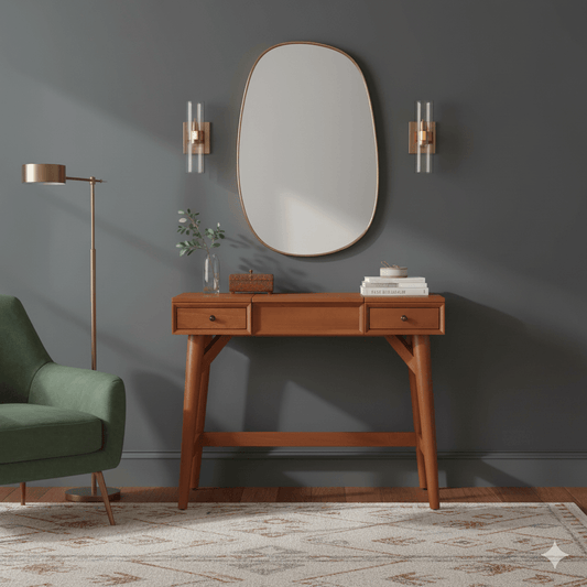 Solid Mahogany Flynn Bedroom Vanity, Chestnut