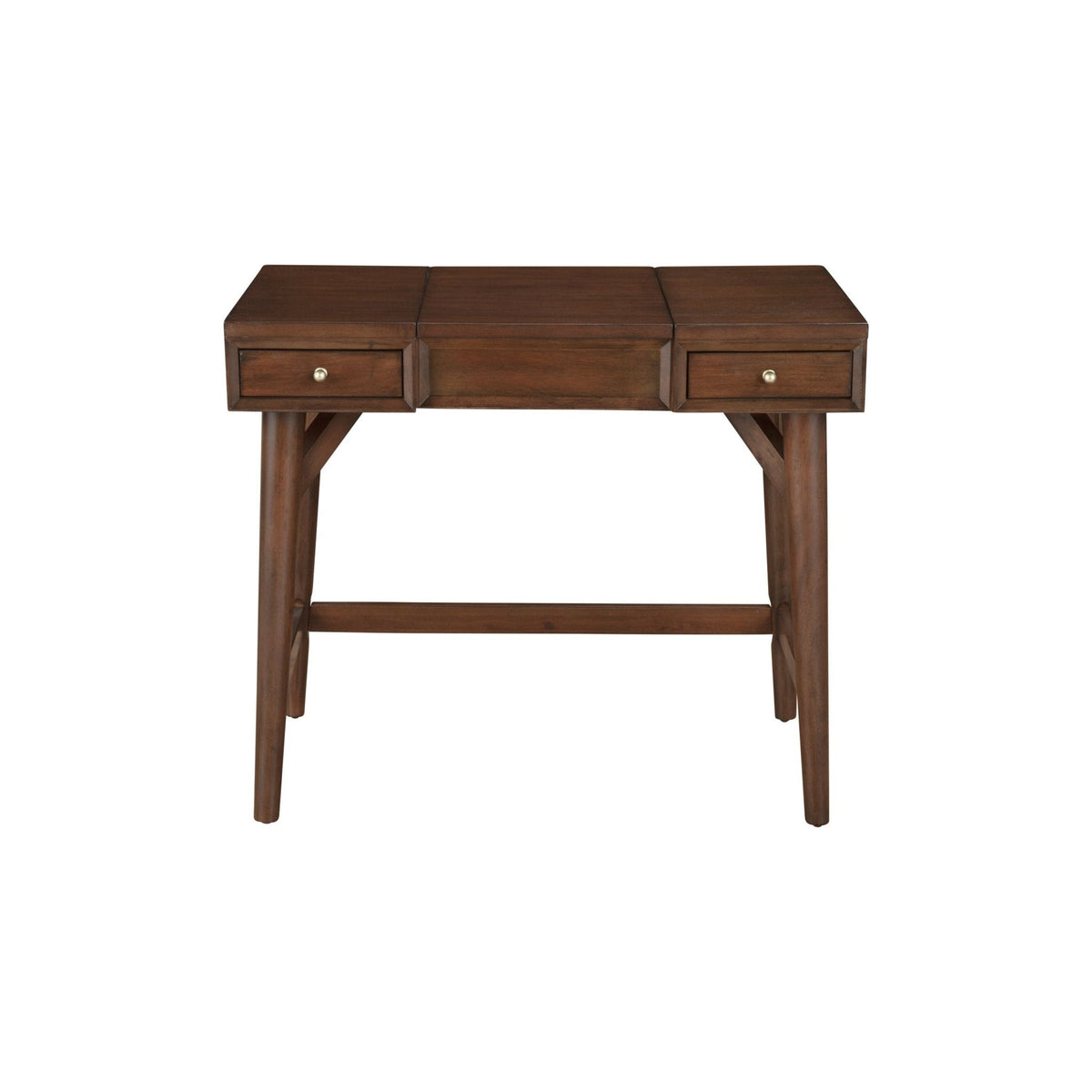Flynn Mid-Century Bedroom Vanity with Center Drawer, Walnut Finish – view 5