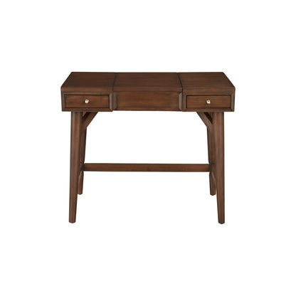 Flynn Mid-Century Bedroom Vanity with Center Drawer, Walnut Finish – view 5