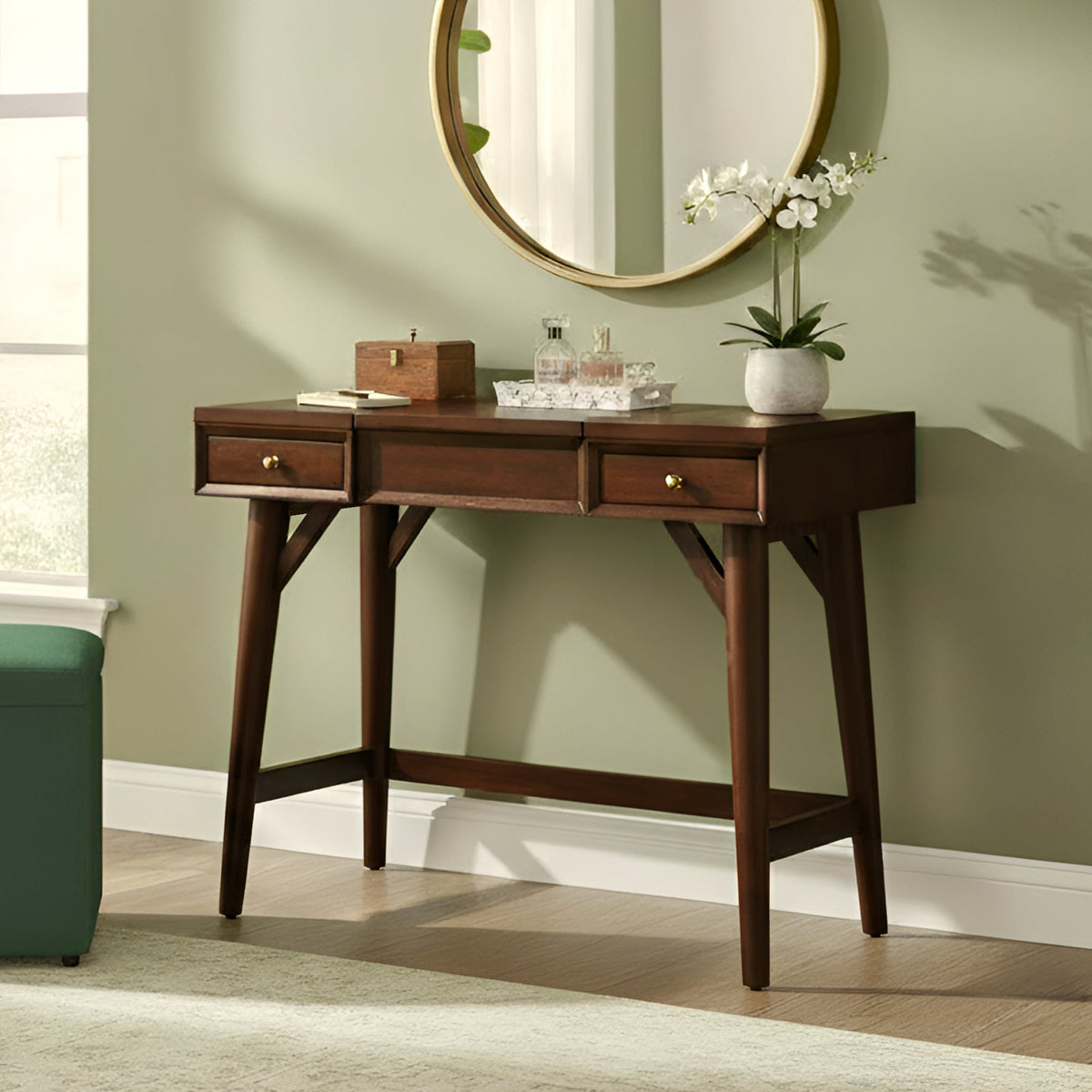 Walnut Flynn Bedroom Vanity for Refined Spaces