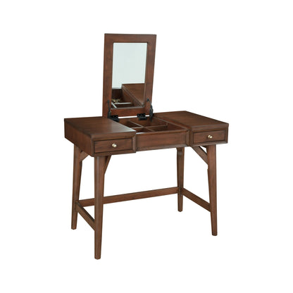 Flynn Mid-Century Bedroom Vanity with Center Drawer, Walnut Finish – view 8