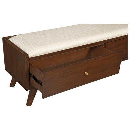 Flynn Upholstered Bench in Espresso Walnut with Tapered Mahogany Legs – view 5