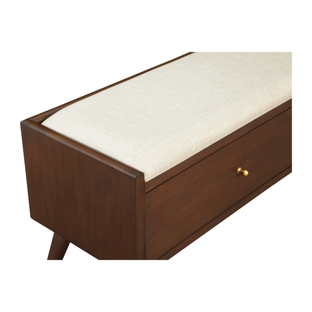 Flynn Upholstered Bench in Espresso Walnut with Tapered Mahogany Legs – view 4