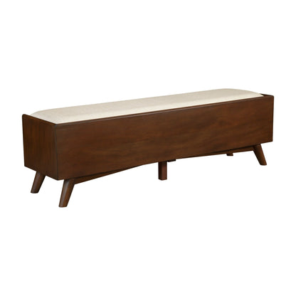 Flynn Upholstered Bench in Espresso Walnut with Tapered Mahogany Legs – view 6