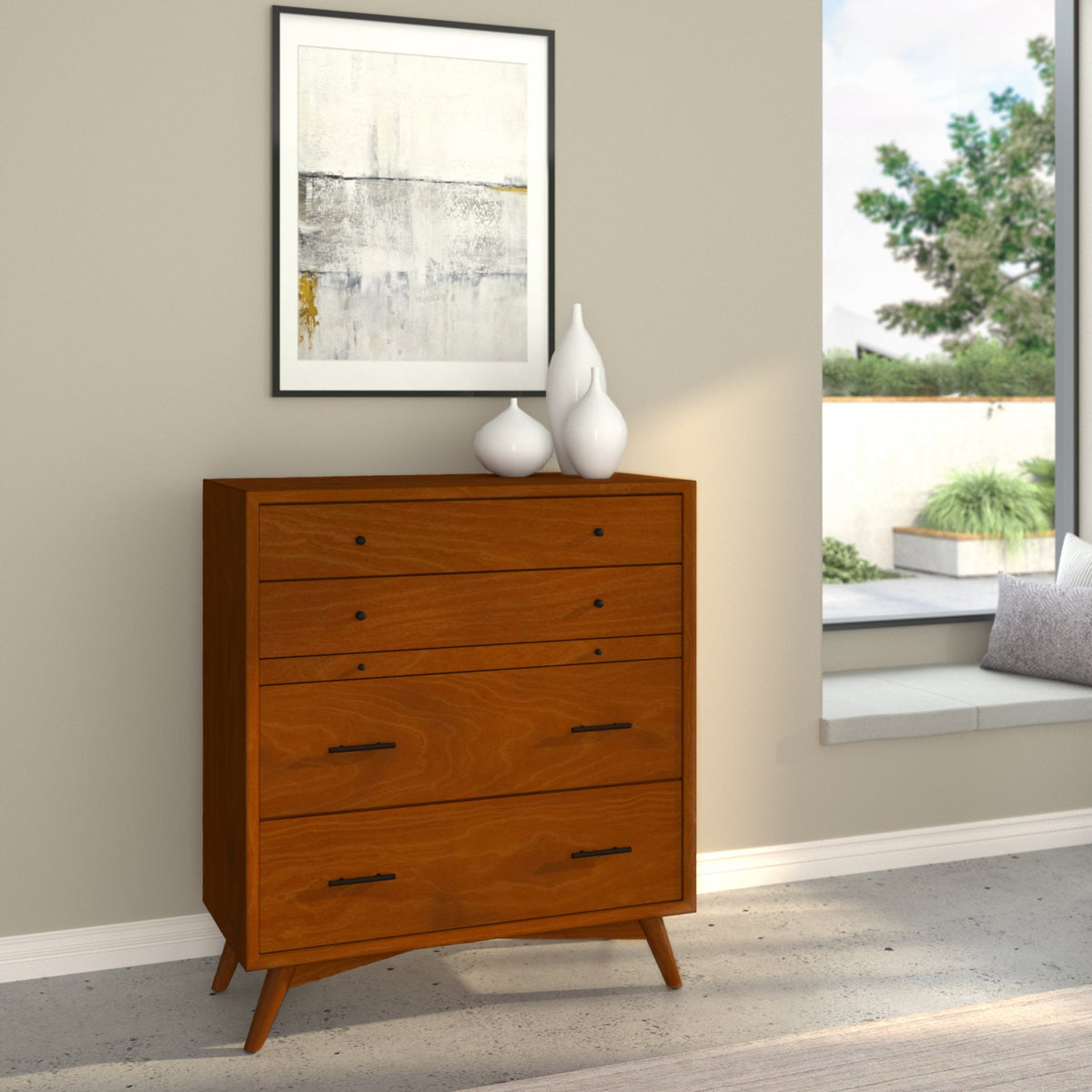 Flynn 4-Drawer Chest with Pull-Out Tray, Chestnut – view 2