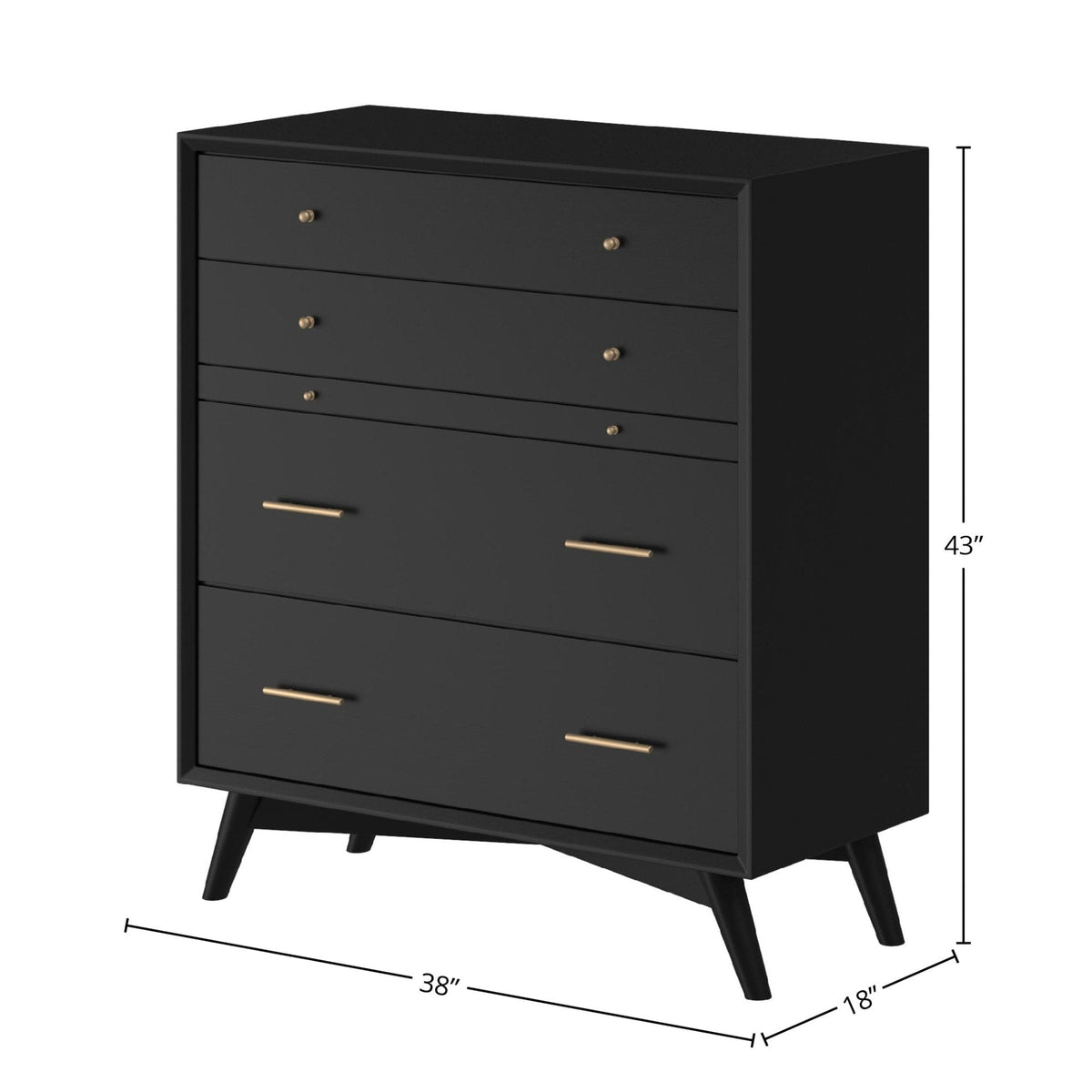 Flynn 4-Drawer Chest with Pull-Out Tray, Black – view 11