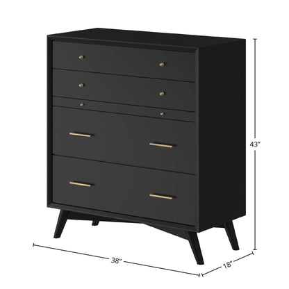 Flynn 4-Drawer Chest with Pull-Out Tray, Black – view 11