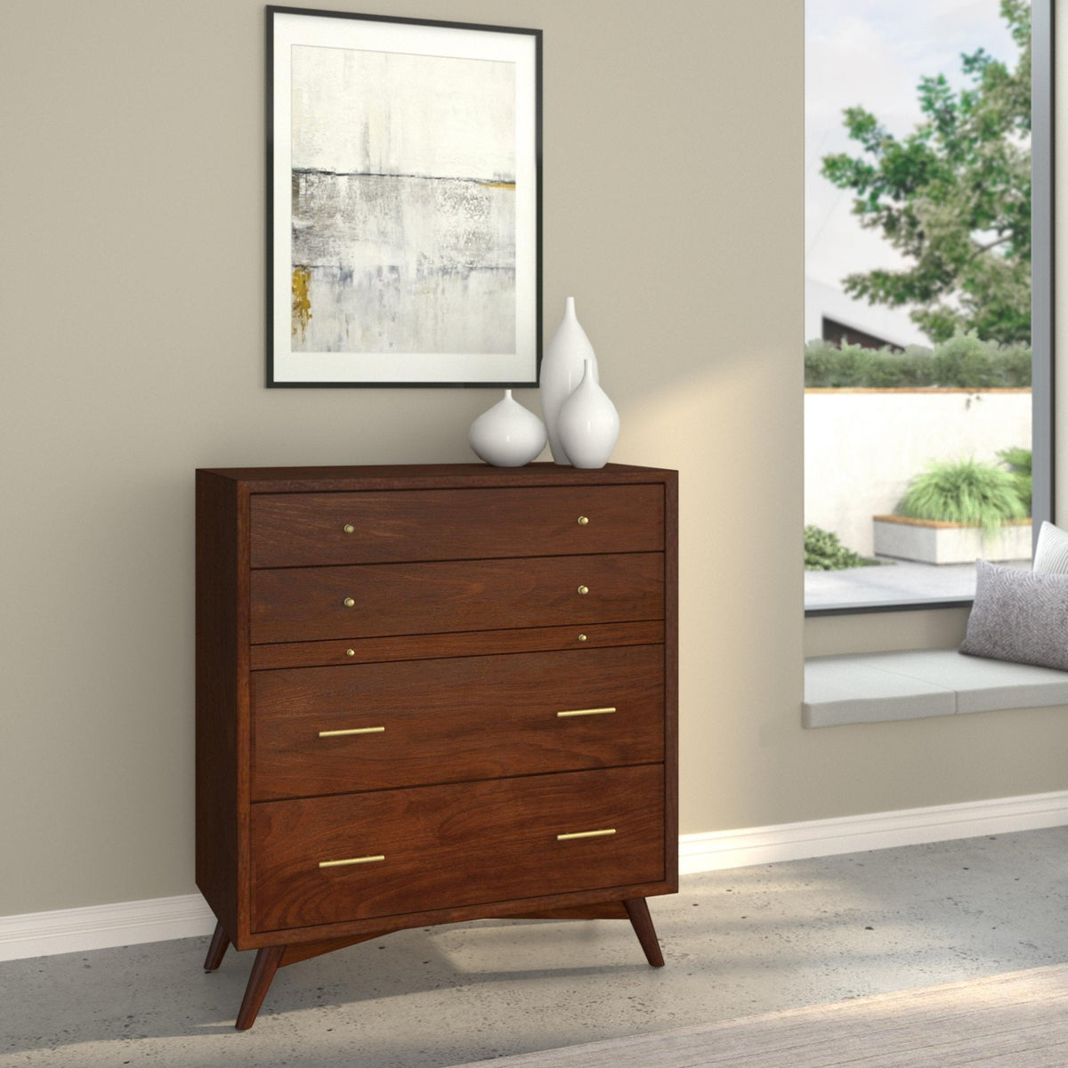 Flynn 4-Drawer Chest with Pull-Out Tray, Walnut – view 3