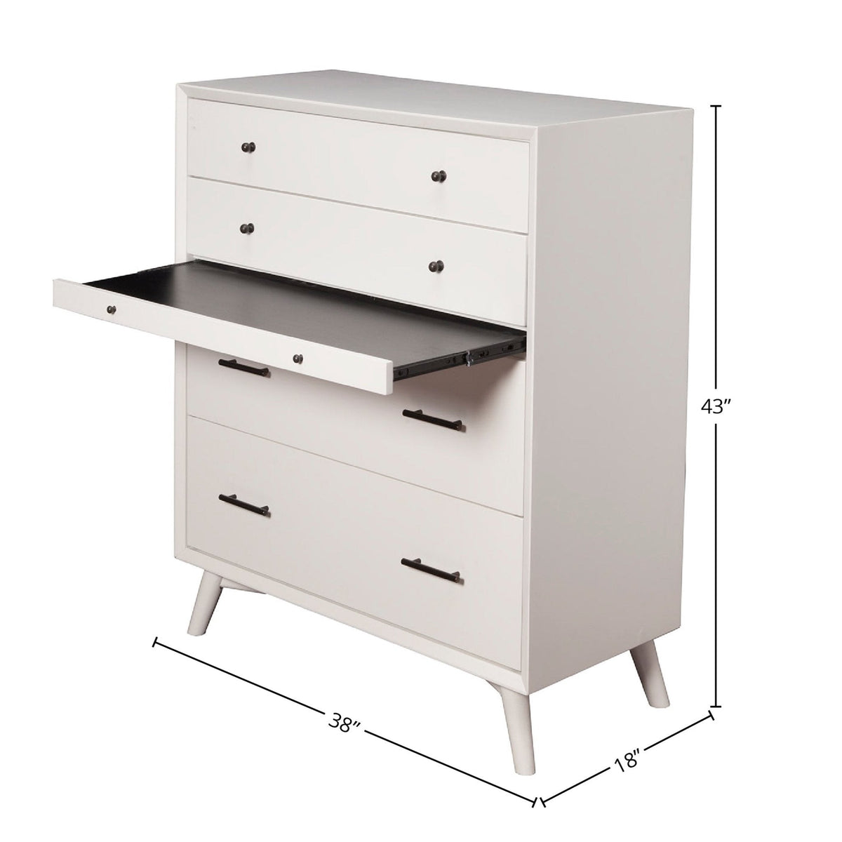 Flynn 4-Drawer Chest with Pull-Out Tray, White – view 6