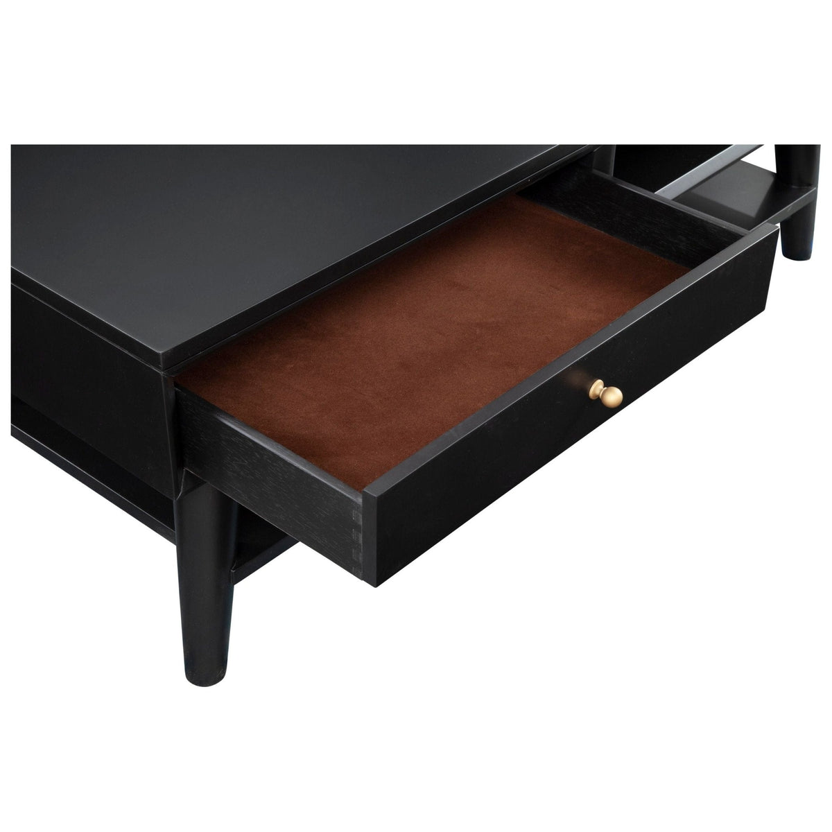 Flynn Solid Mahogany Coffee Table with Drawer, Matte Black – view 5