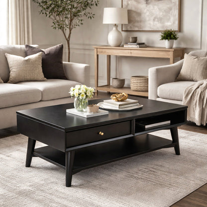 Solid Mahogany Flynn Coffee Table, Black