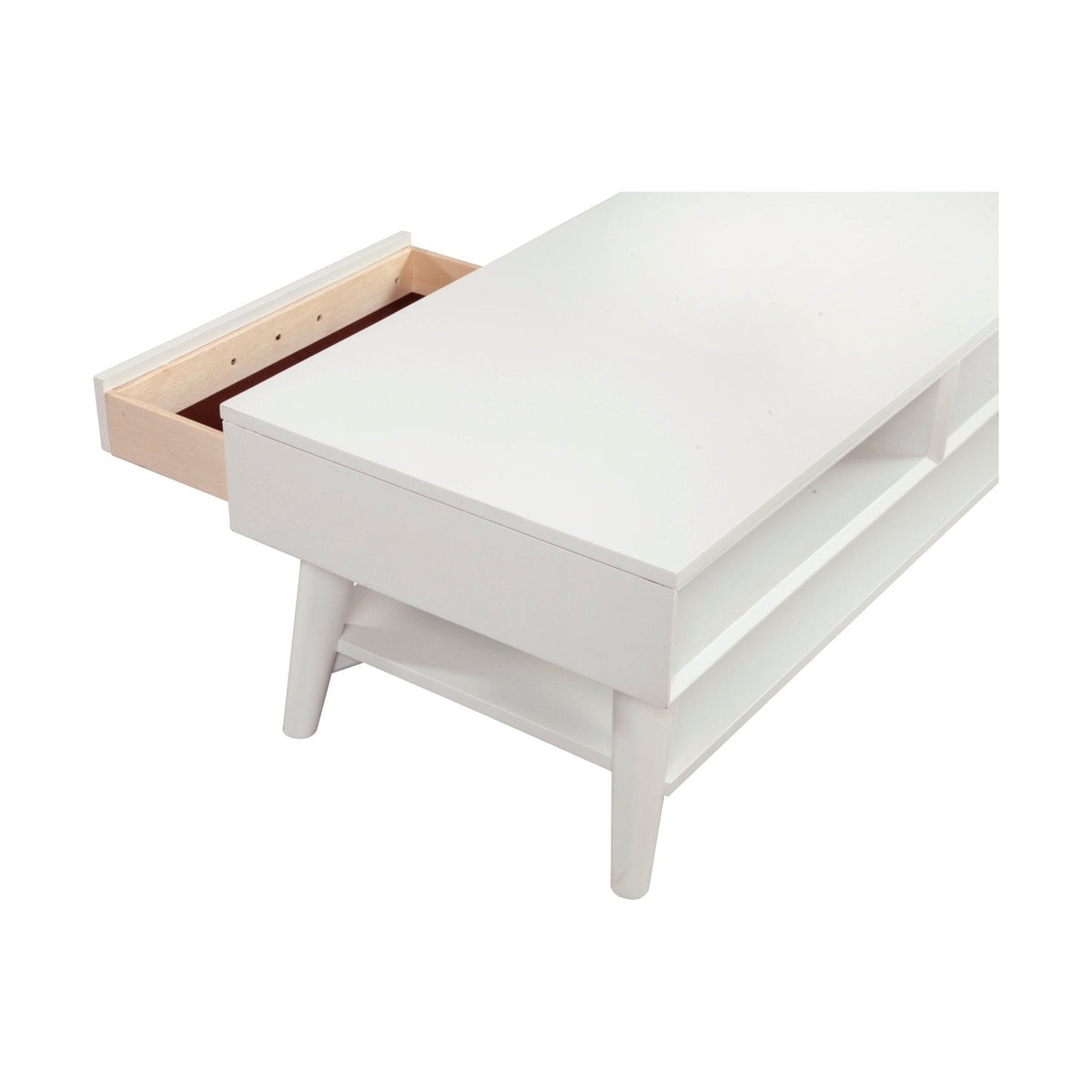 Flynn White Coffee Table with Felt-Lined Storage Drawer – view 5