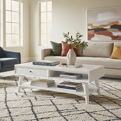Painted White Coffee Table with Discreet Storage