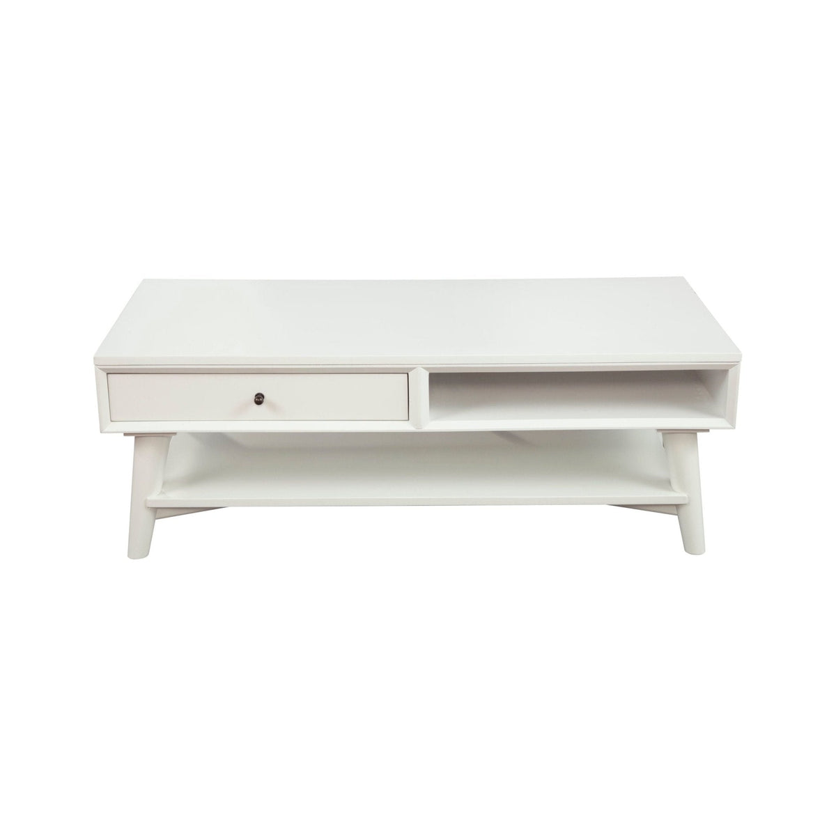 Flynn White Coffee Table with Felt-Lined Storage Drawer – view 4