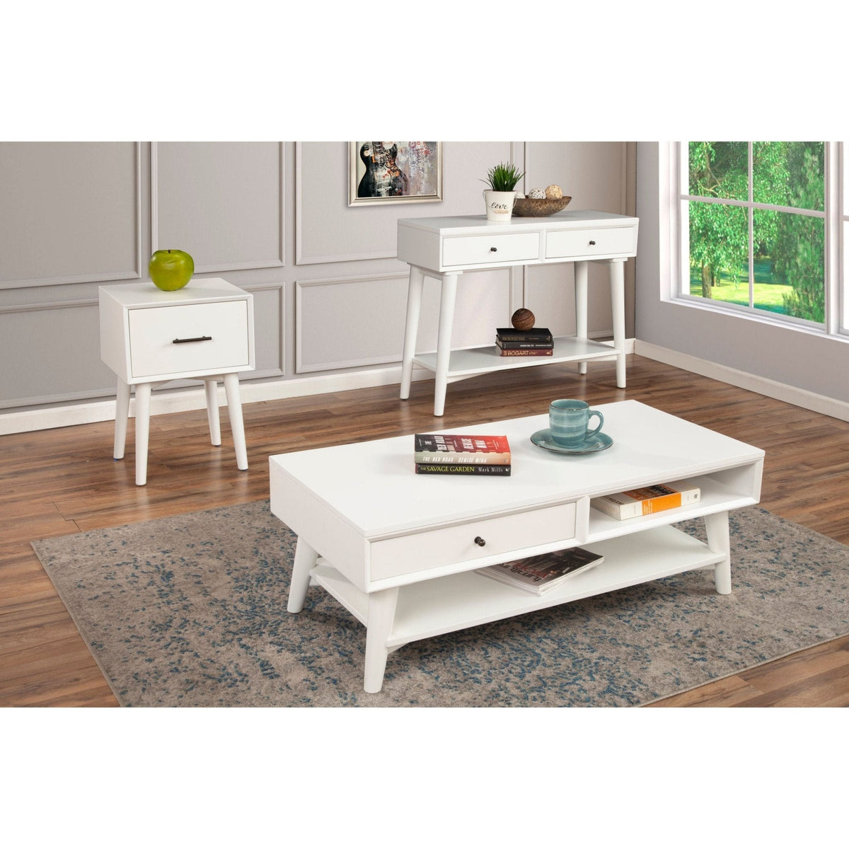 Flynn White Console Table with Two Felt-Lined Drawers – view 7