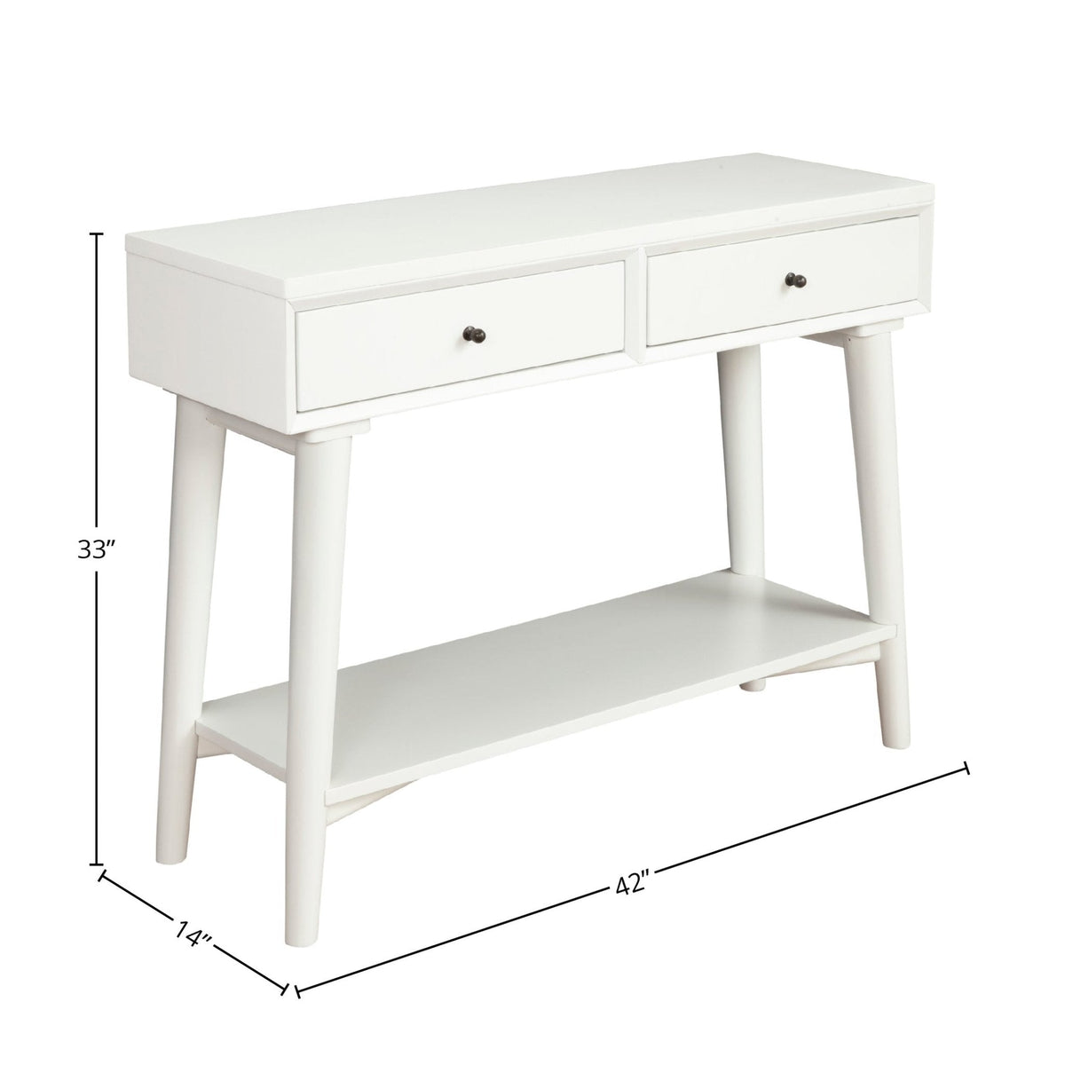 Flynn White Console Table with Two Felt-Lined Drawers – view 8