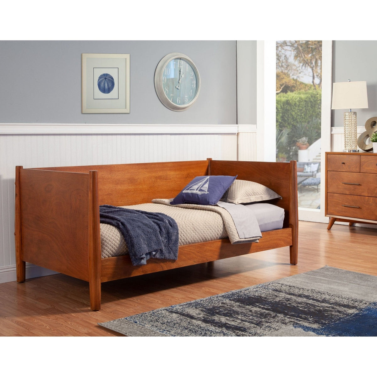 Flynn Twin Daybed in Chestnut Solid Mahogany with Slat Back – view 3