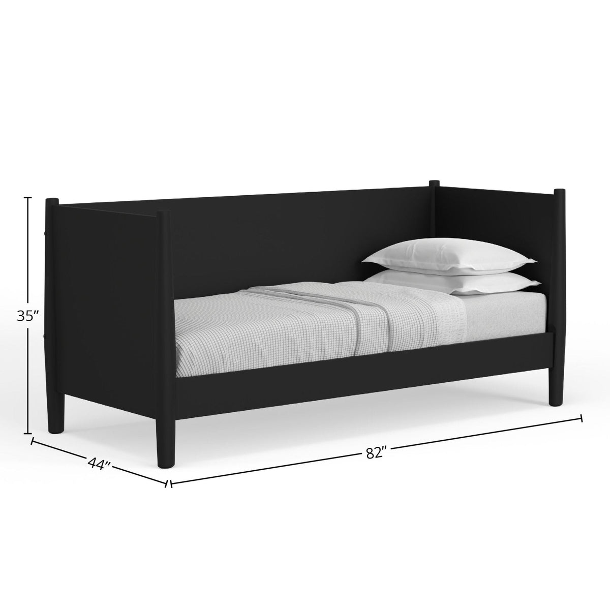 Flynn Twin Daybed in Matte Black with Sculpted Slat Back – view 9
