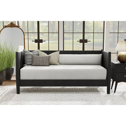Matte Black Twin Daybed with Sculpted Slat Design
