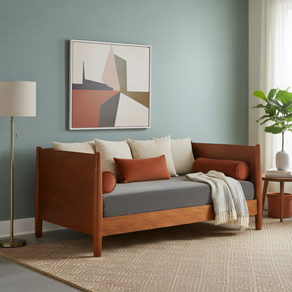 Solid Mahogany Twin Daybed with Slat Back in Chestnut Finish