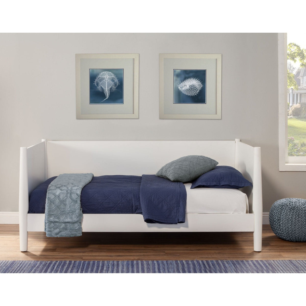 Flynn Twin Daybed in Matte White with Sculpted Slat Back – view 2