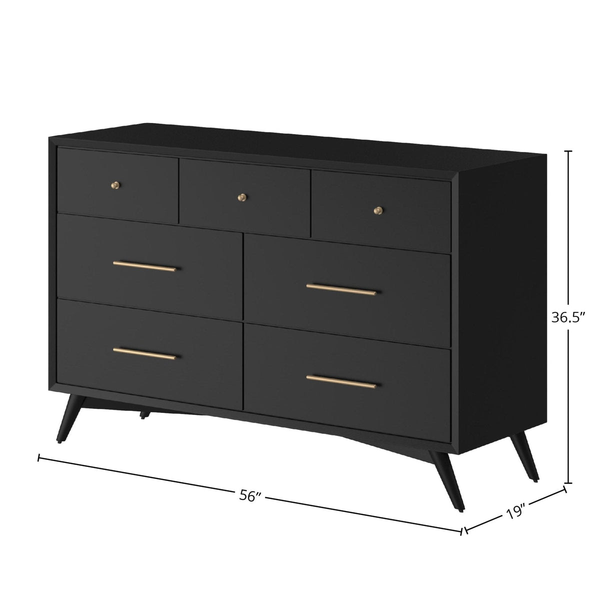 Flynn 7-Drawer Dresser with Felt-Lined Top Drawers, Black – view 14