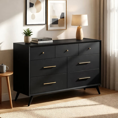 Matte Black Finish Flynn Dresser with Six Drawers