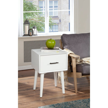 Flynn End Table with Felt-Lined Drawer in Matte White – view 3