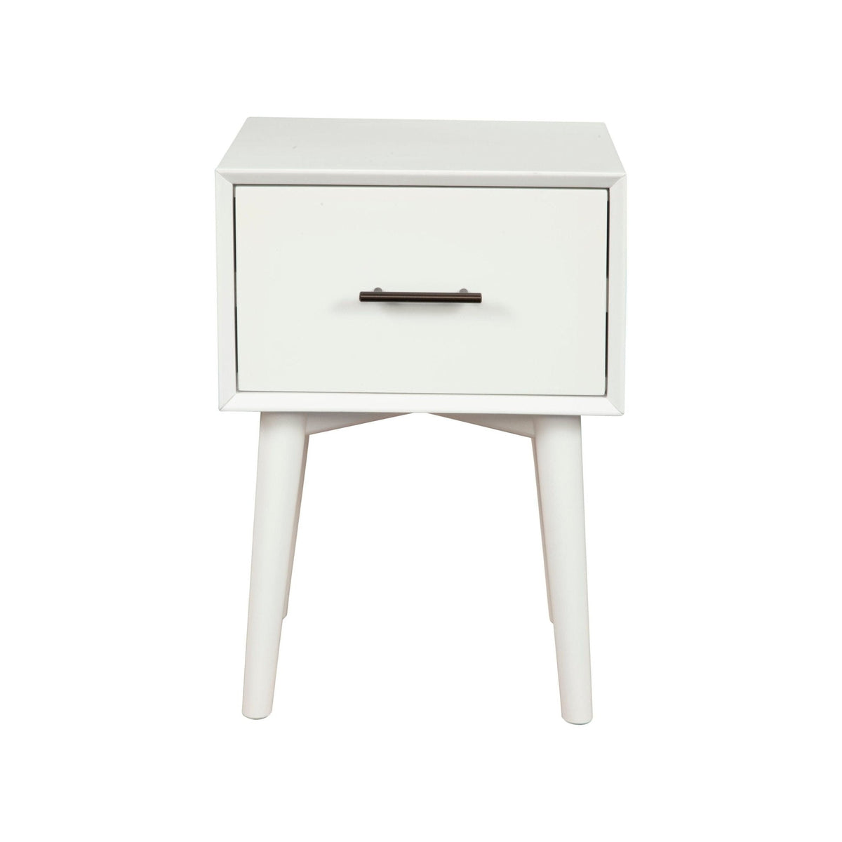 Flynn End Table with Felt-Lined Drawer in Matte White – view 4