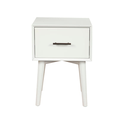 Flynn End Table with Felt-Lined Drawer in Matte White – view 4
