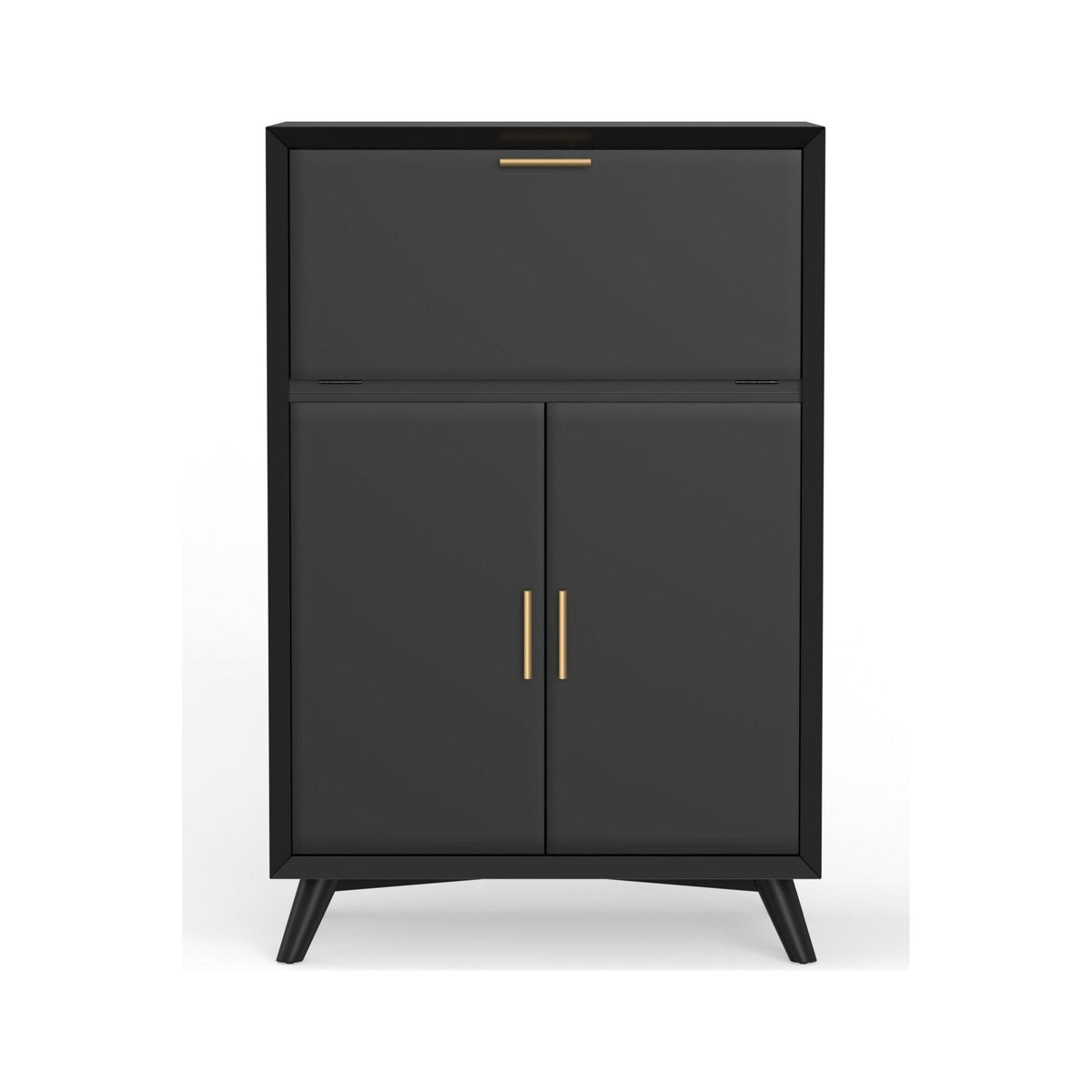 Flynn Mid-Century Large Bar Cabinet with Wine Rack, Black – view 2