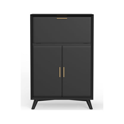 Flynn Mid-Century Large Bar Cabinet with Wine Rack, Black – view 2