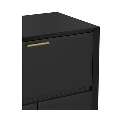 Flynn Mid-Century Large Bar Cabinet with Wine Rack, Black – view 4