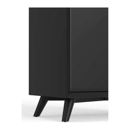 Flynn Mid-Century Large Bar Cabinet with Wine Rack, Black – view 5