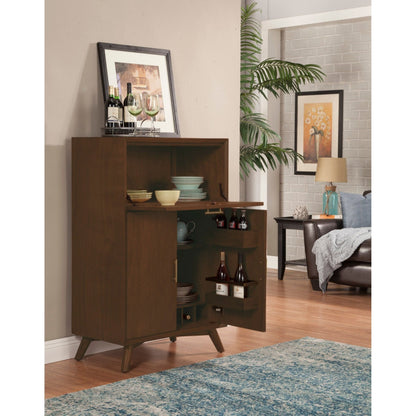 Flynn Mid-Century Large Bar Cabinet with Wine Rack, Walnut – view 3