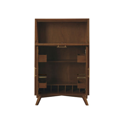 Flynn Mid-Century Large Bar Cabinet with Wine Rack, Walnut – view 6