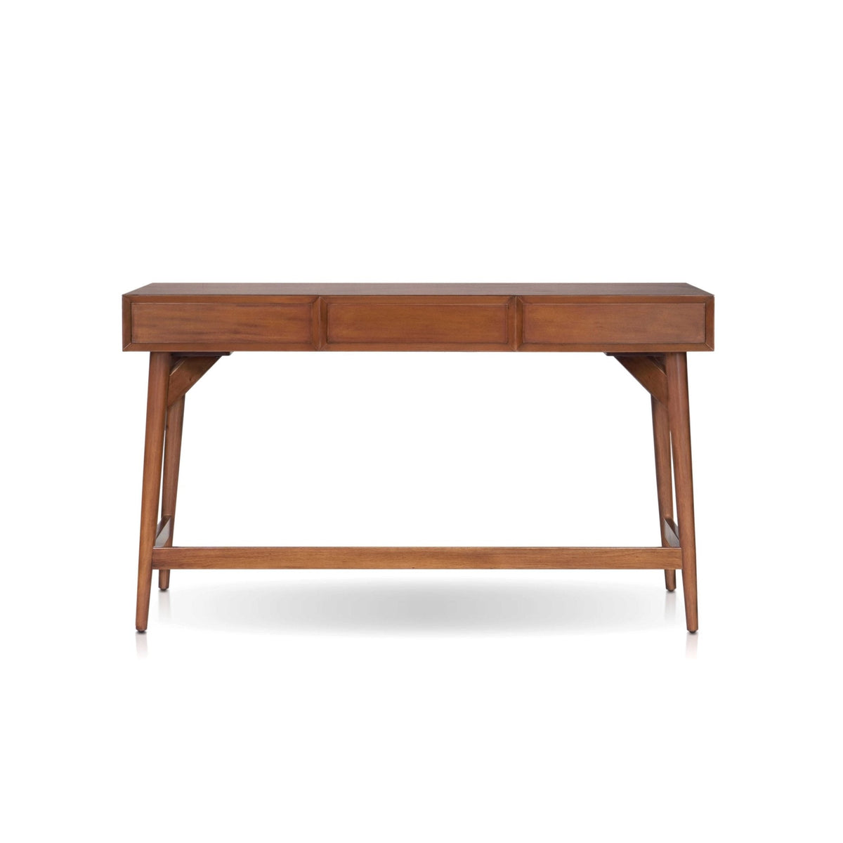 Flynn Large Solid Mahogany Desk with 3 Drawers, Chestnut – view 5