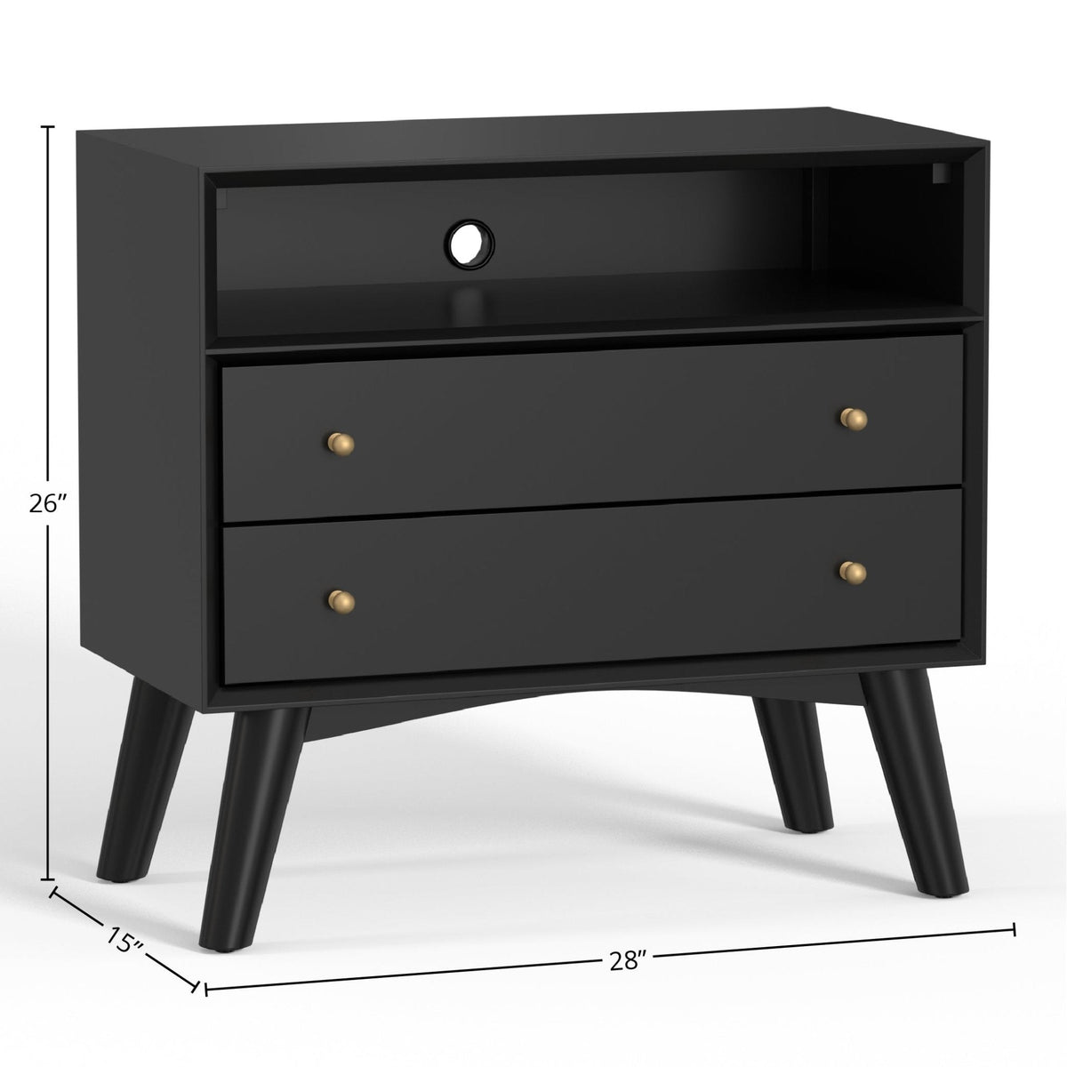 Flynn Large 3-Drawer Nightstand in Matte Black – view 7