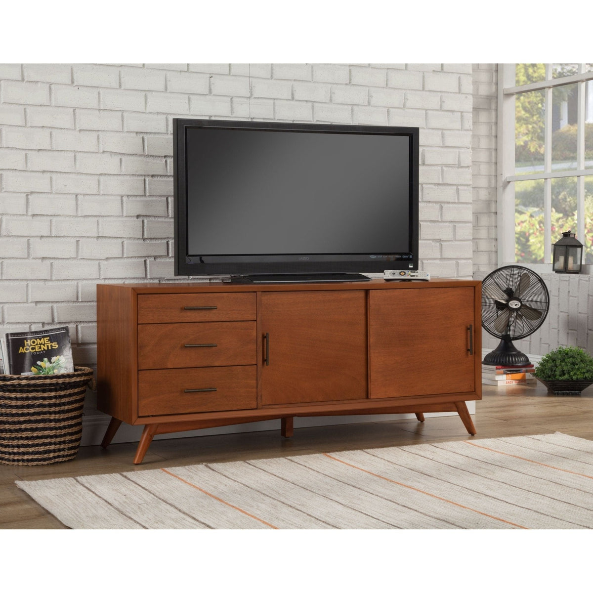 Flynn Large Solid Mahogany TV Console for TVs up to 75 Inches, Chestnut – view 3