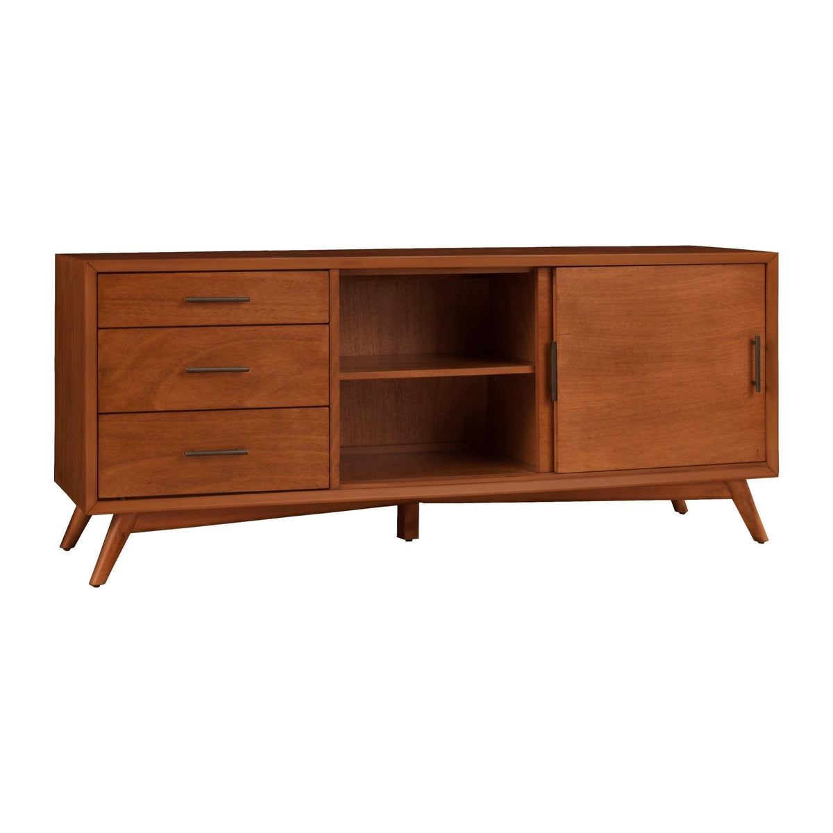 Flynn Large Solid Mahogany TV Console for TVs up to 75 Inches, Chestnut – view 7