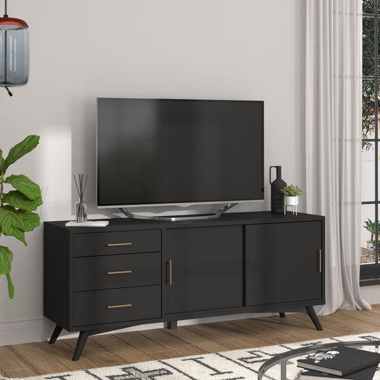 Black Flynn Large TV Console for Televisions Up to 75 Inches