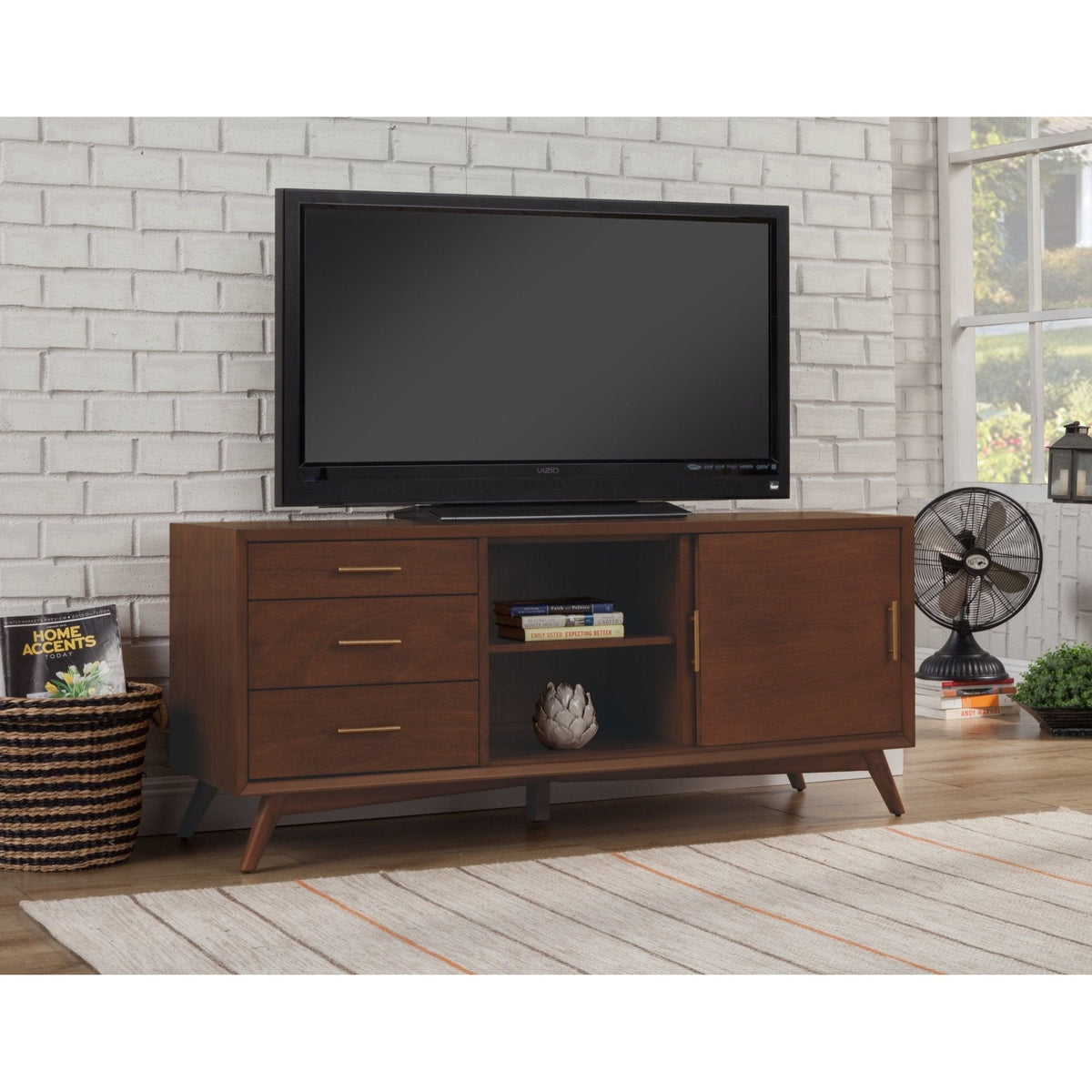 Flynn Large TV Console for TVs up to 75 Inches, Walnut – view 3