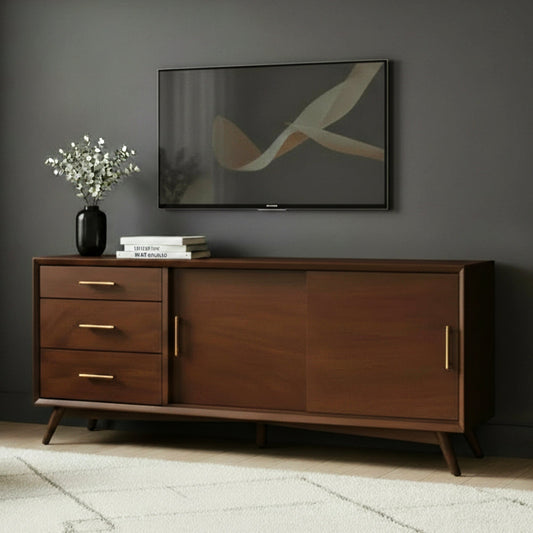 Walnut Large TV Console for Televisions Up To 75 Inches