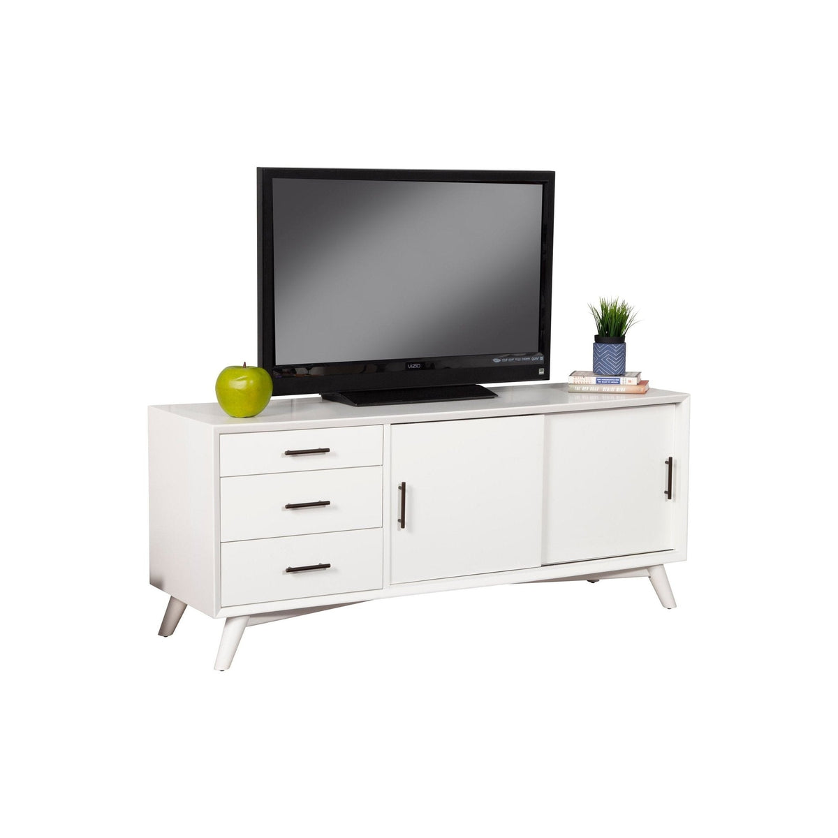 Flynn Large TV Console for TVs up to 75 Inches, White – view 3