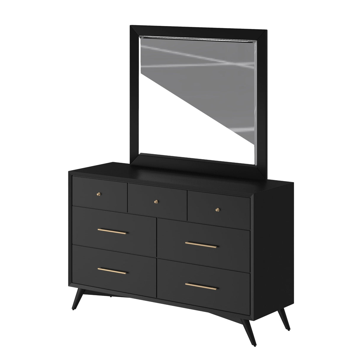 Flynn Rectangular Solid Mahogany Mirror in Matte Black – view 4