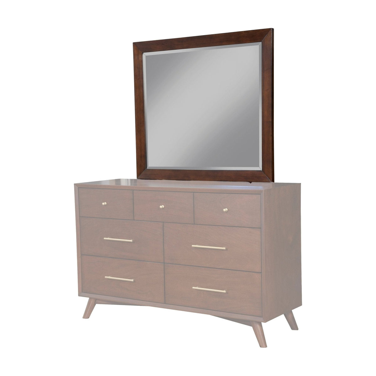 Flynn Rectangular Solid Mahogany Mirror in Walnut – view 3